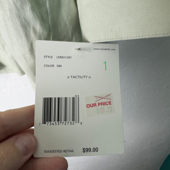 Vtg Elisabeth By Liz Claiborne Linen Button Up Blouse Light Sage Green 1X NWT - Picture 2 of 5